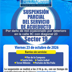 Suspensión parcial del servicio de acueducto del sector 19