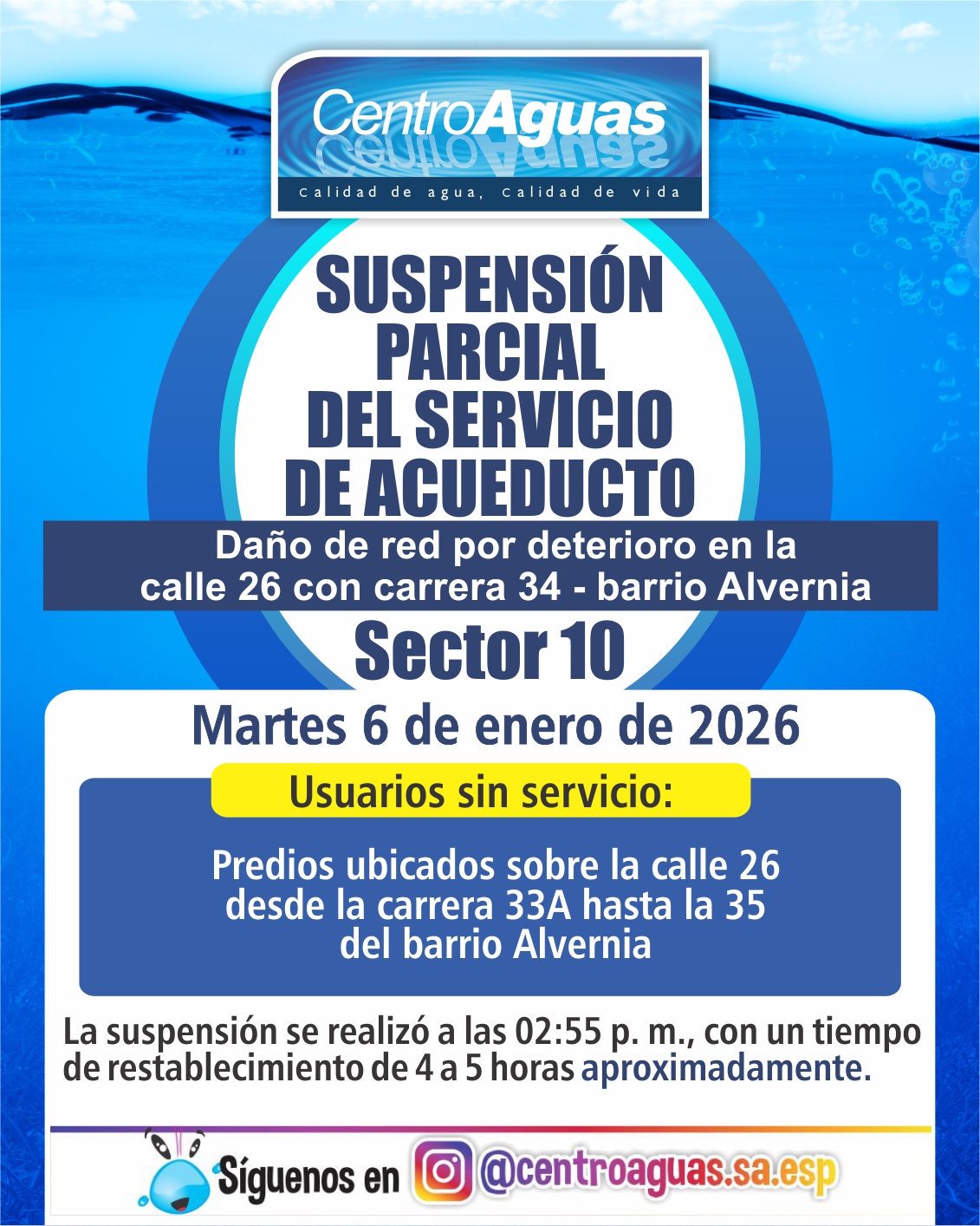 diseño de suspensión del servicio de acueducto 