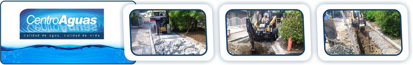 Diseño con tres imágenes donde se ve a operarios de la empresa realizando labores en la obra 