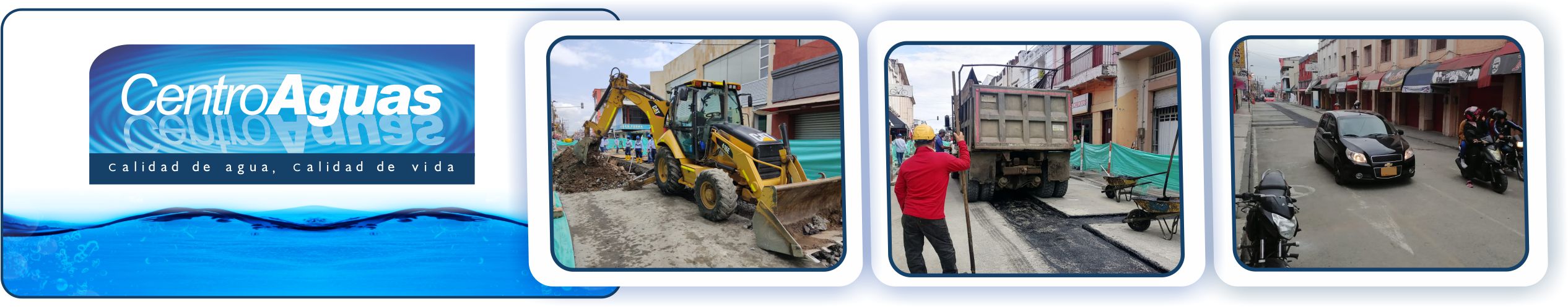 Diseño de 3 fotografías de la obra de la carrera 22 