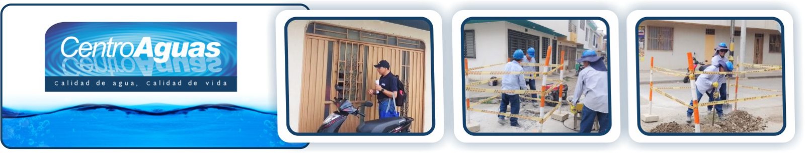 Centroaguas inició obra de alcantarillado en el barrio Progresar Diseño con tres imágenes de operarios realizando labores de obra