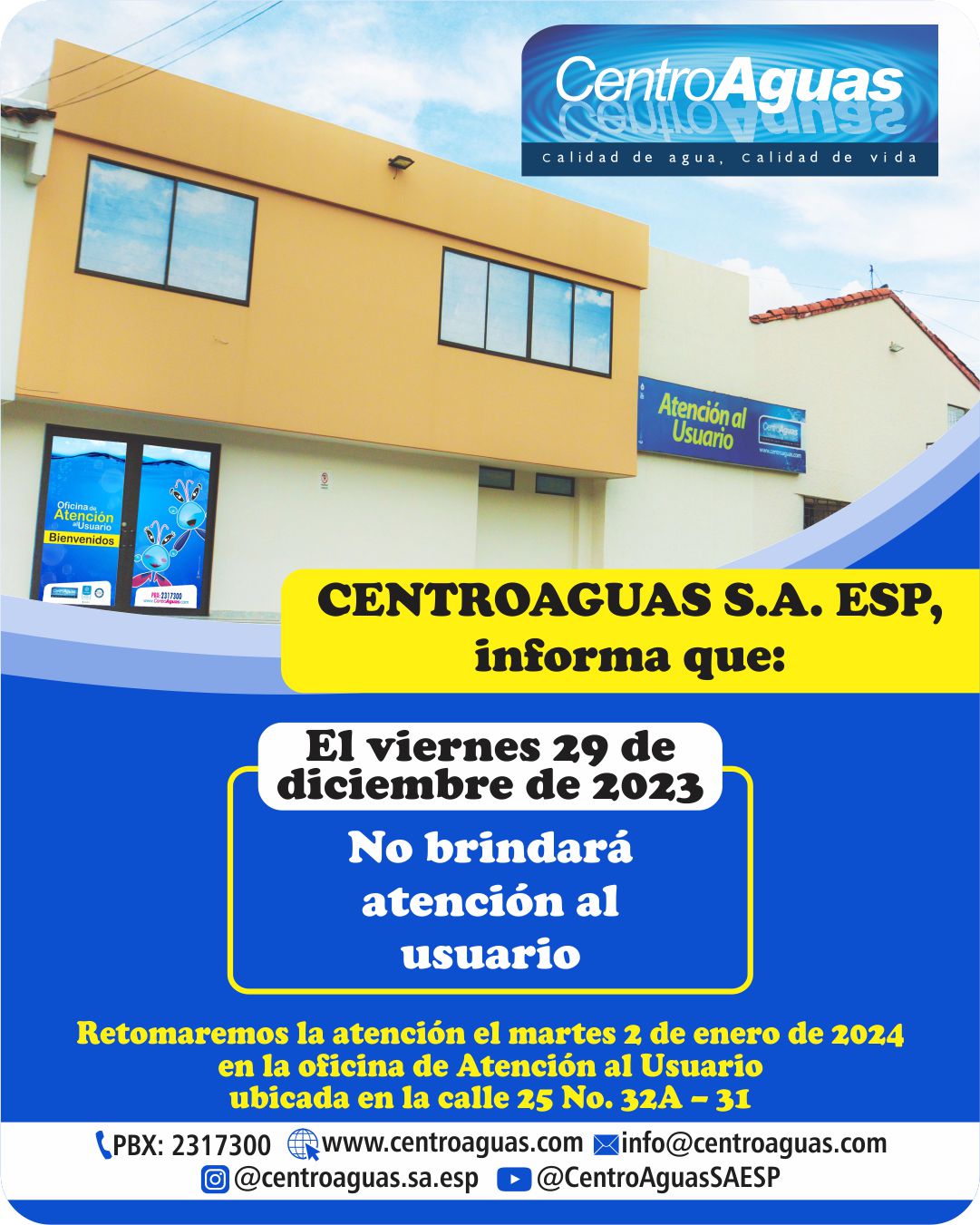 Jornada de atención viernes 29 de diciembre de 2023