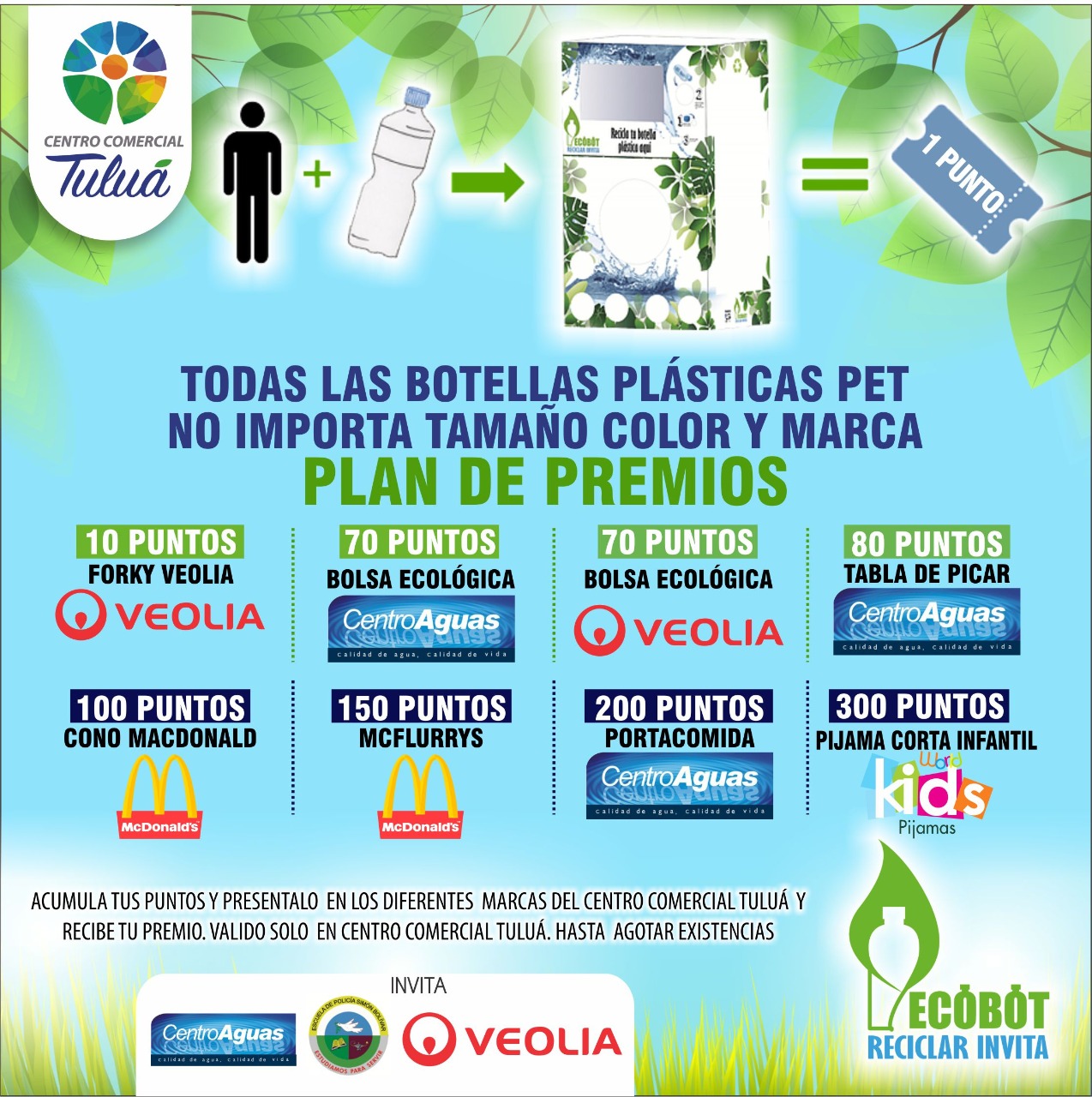 Imagen representativa de los premios que entrega el Ecobot, por reciclar botellas de plástico
