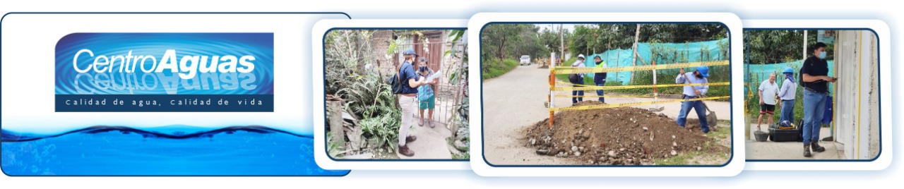 Diseño con tres fotografías del personal de la empresa realizando socialización de la obra 