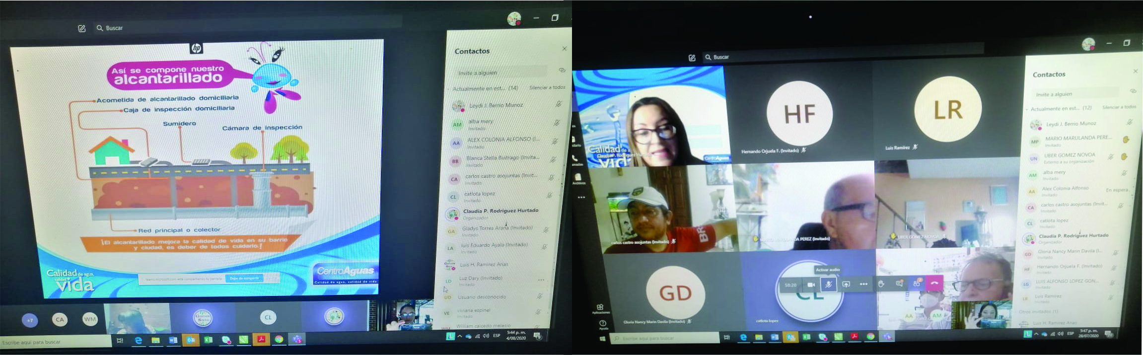 Imagen representativa del personal de centroaguas capacitando a la comunidad de manera virtual 