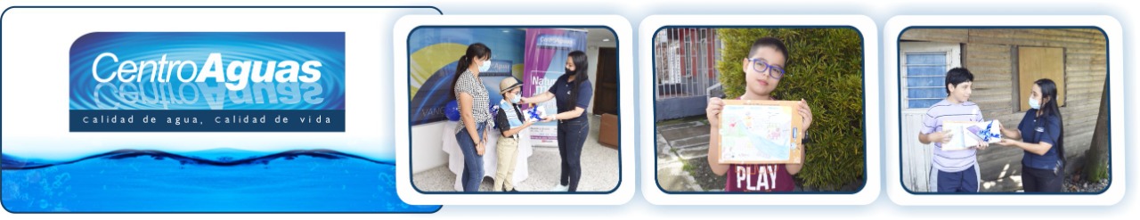 Diseño con tres fotografías de funcionarios haciendo entrega de premios a los niños ganadores 