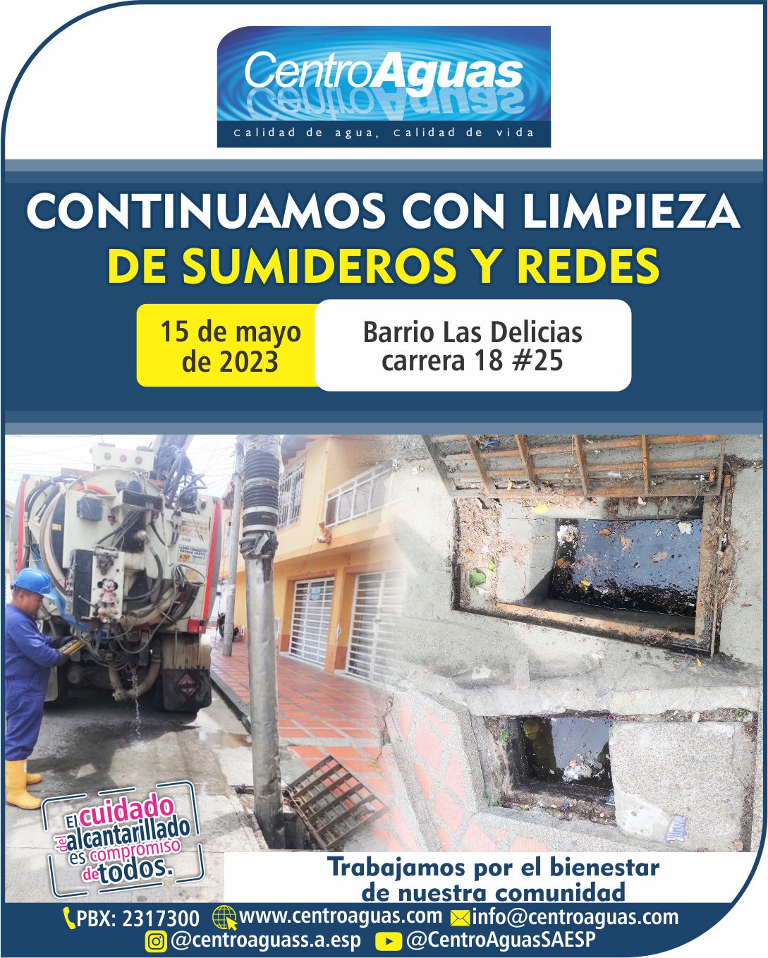 Continuamos con limpieza de sumideros y redes barrio Las Delicias 
