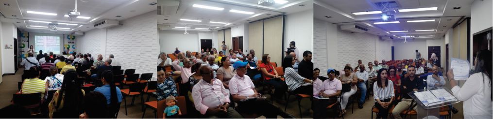 reunión en el auditorio de la Cámara de Comercio de Tuluá con los Líderes de Juntas de Acción comunal Diseño con tres fotografías de la reunión en el auditorio de la Cámara de Comercio de Tuluá con los Líderes de Juntas de Acción comunal