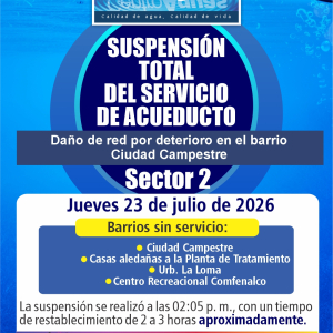 Suspensión total del servicio en el sector 2