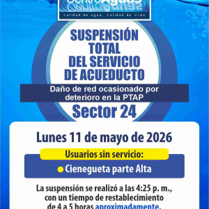 Suspensión total del servicio de acueducto del sector 24