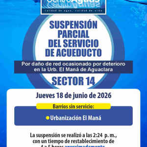 Suspensión parcial del servicio de acueducto del sector 14