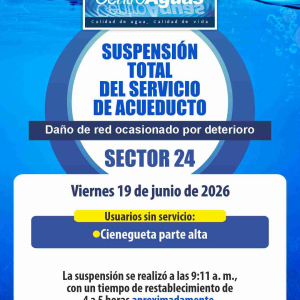 Suspensión total del servicio de acueducto del sector 24