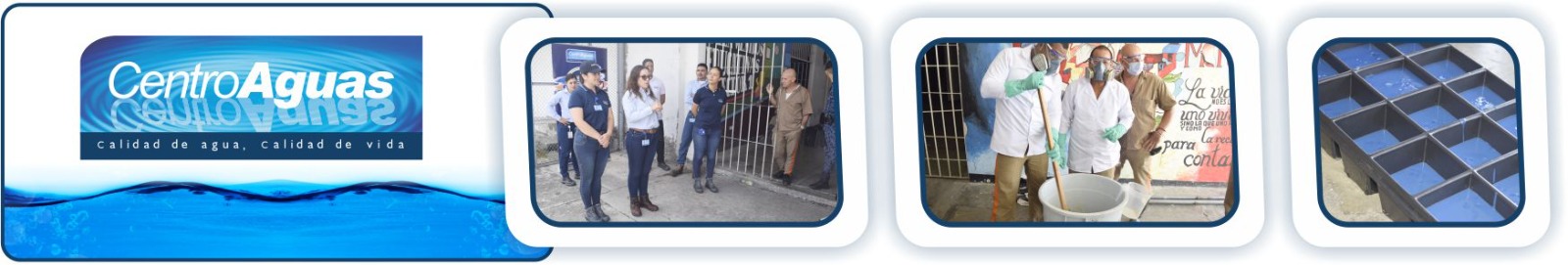 la nueva apuesta socioambiental de la campaña de CENTROAGUAS  Diseño con tres imágenes de la capacitación en la cárcel, se ve al personal hablando a un grupo de internos