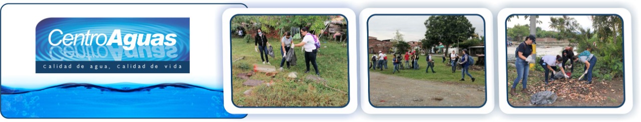 Centroaguas apoyó jornada de limpieza Diseño con tres fotografías del personal realizando limpieza