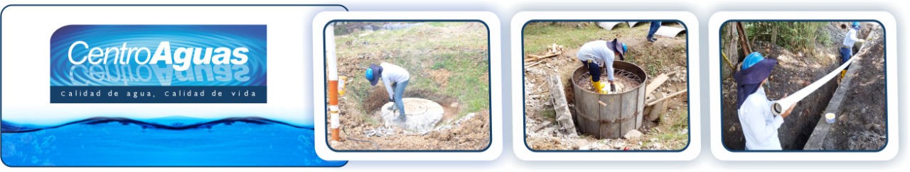 Operarios realizando obra para manejo de vertimientos Diseño con tres fotografías del personal realizando labores de obra