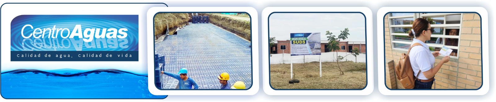 Diseño con tres fotografías de los SUDS 